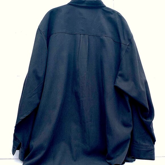 Men’s Cypress Grove Silk/Cotton Blend Long Sleeve Button Down Shirt, Black XXL - Picture 4 of 8